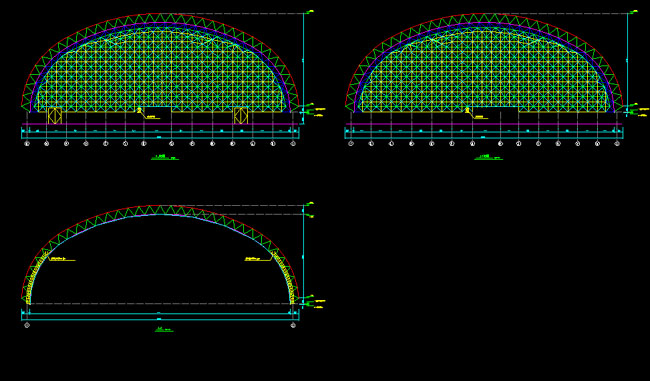 海北跨度110米，拱高35_7米煤棚网架